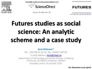 futures studies as social science an analytic scheme and a case study