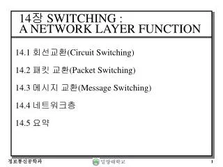 14 ? SWITCHING : A NETWORK LAYER FUNCTION