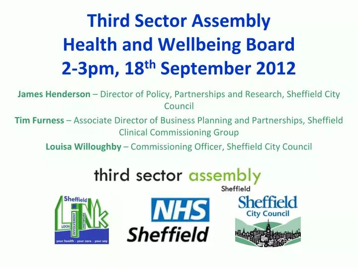 third sector assembly health and wellbeing board 2 3pm 18 th september 2012