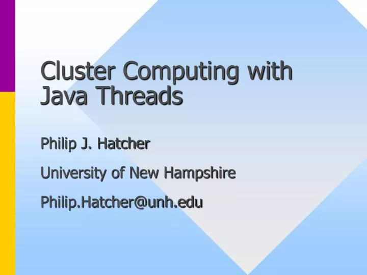 cluster computing with java threads