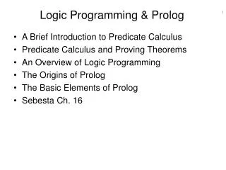 Logic Programming &amp; Prolog