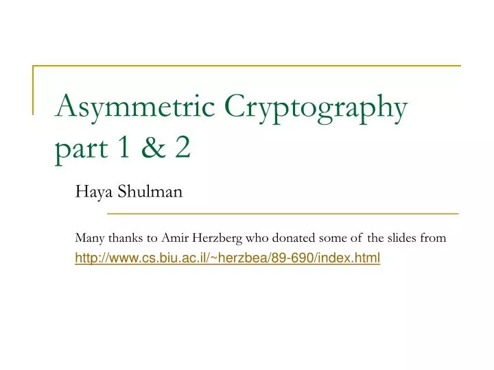 asymmetric cryptography part 1 2
