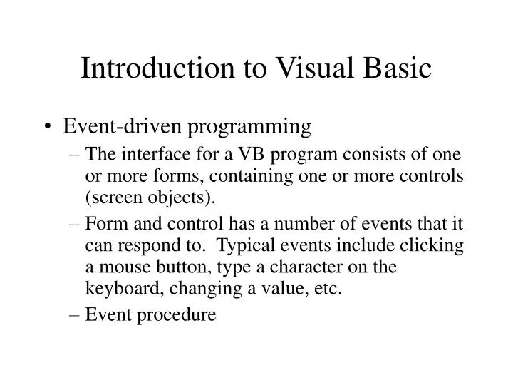introduction to visual basic