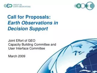 Call for Proposals: Earth Observations in Decision Support