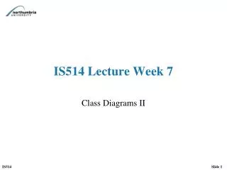 IS514 Lecture Week 7