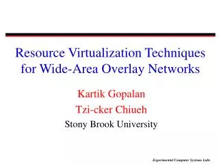 Resource Virtualization Techniques for Wide-Area Overlay Networks