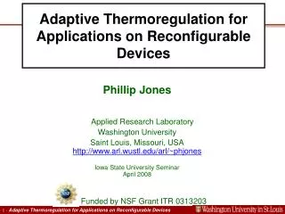 Adaptive Thermoregulation for Applications on Reconfigurable Devices