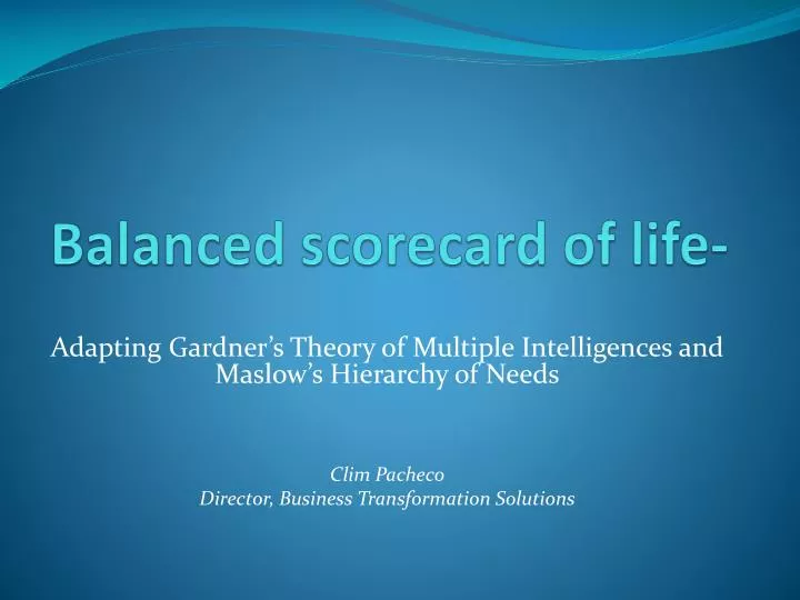 balanced scorecard of life