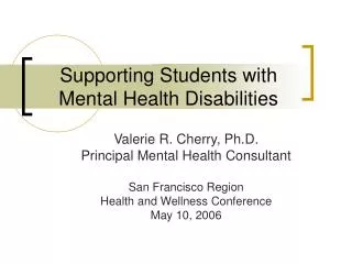 Supporting Students with Mental Health Disabilities