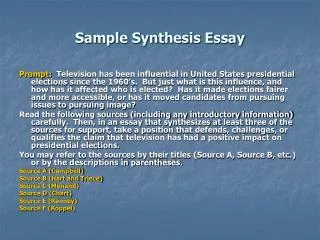Sample Synthesis Essay