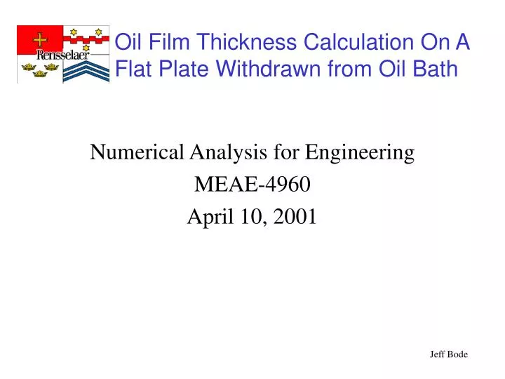 numerical analysis for engineering meae 4960 april 10 2001