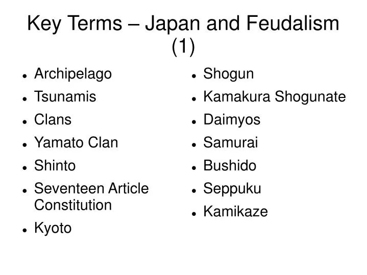 key terms japan and feudalism 1