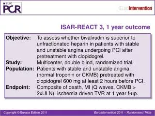 ISAR-REACT 3, 1 year outcome