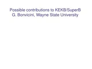 Possible contributions to KEKB/SuperB G. Bonvicini, Wayne State University