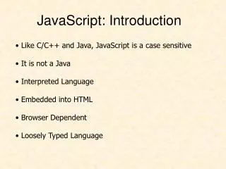 JavaScript: Introduction