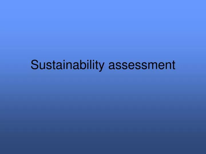 sustainability assessment