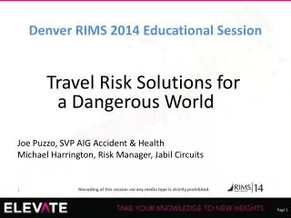 Denver RIMS 2014 Educational Session