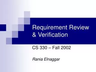 Requirement Review &amp; Verification
