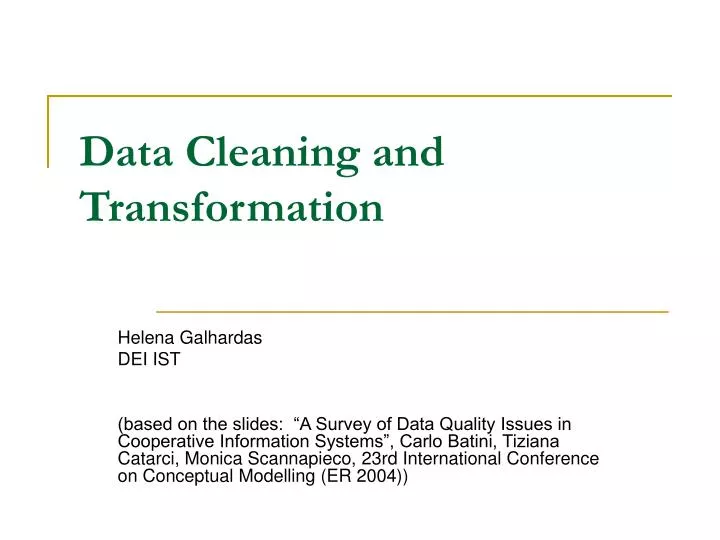 data cleaning and transformation