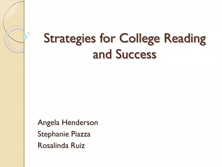 strategies for college reading and success