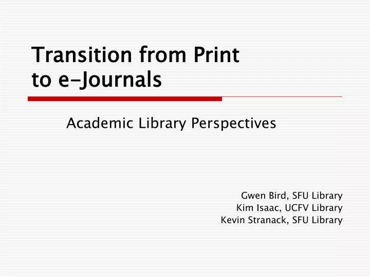 transition from print to e journals