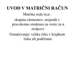 uvod v matri ni ra un