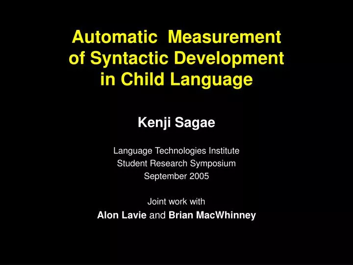 automatic measurement of syntactic development in child language