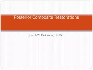 Posterior Composite Restorations