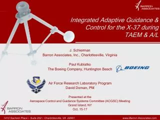 Integrated Adaptive Guidance &amp; Control for the X-37 during TAEM &amp; A/L