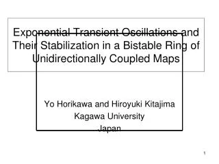 Yo Horikawa and Hiroyuki Kitajima Kagawa University Japan