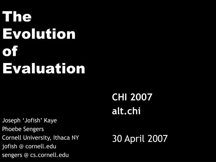 the evolution of evaluation