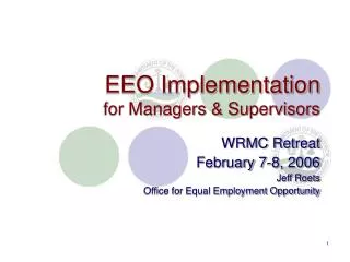EEO Implementation for Managers &amp; Supervisors