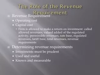 The Role of the Revenue Requirement