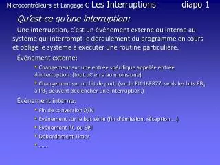 microcontr leurs et langage c les interruptions diapo 1