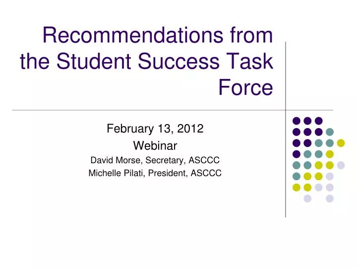 recommendations from the student success task force