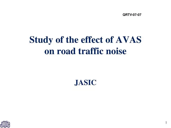 study of the effect of avas on road traffic noise