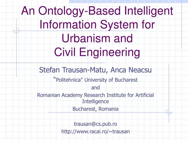 an ontology based intelligent information system for urbanism and civil engineering