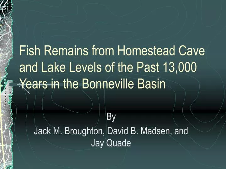 fish remains from homestead cave and lake levels of the past 13 000 years in the bonneville basin