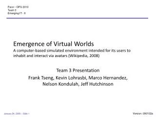 Team 3 Presentation Frank Tseng, Kevin Lohrasbi, Marco Hernandez, Nelson Kondulah, Jeff Hutchinson