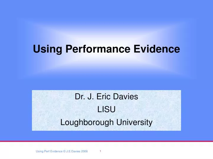 using performance evidence