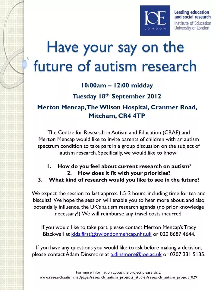 have your say on the future of autism research