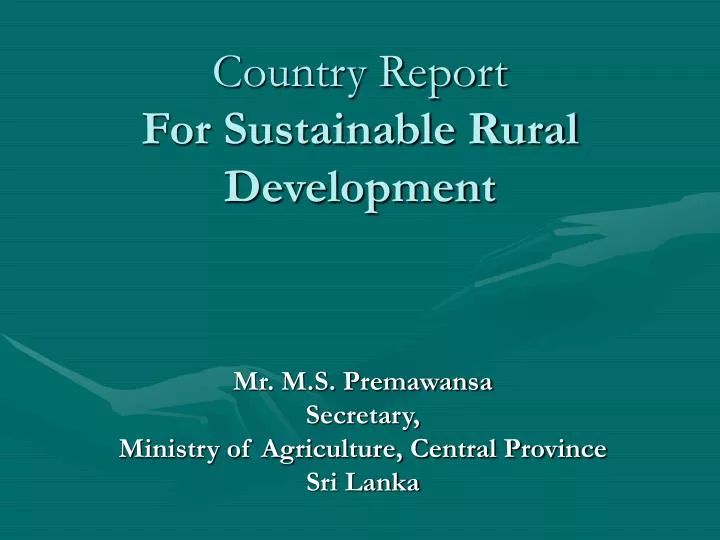country report for sustainable rural development