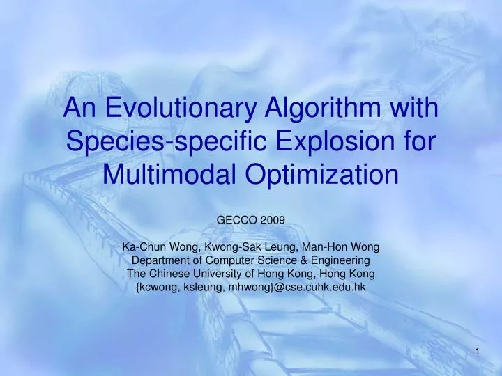 an evolutionary algorithm with species specific explosion for multimodal optimization