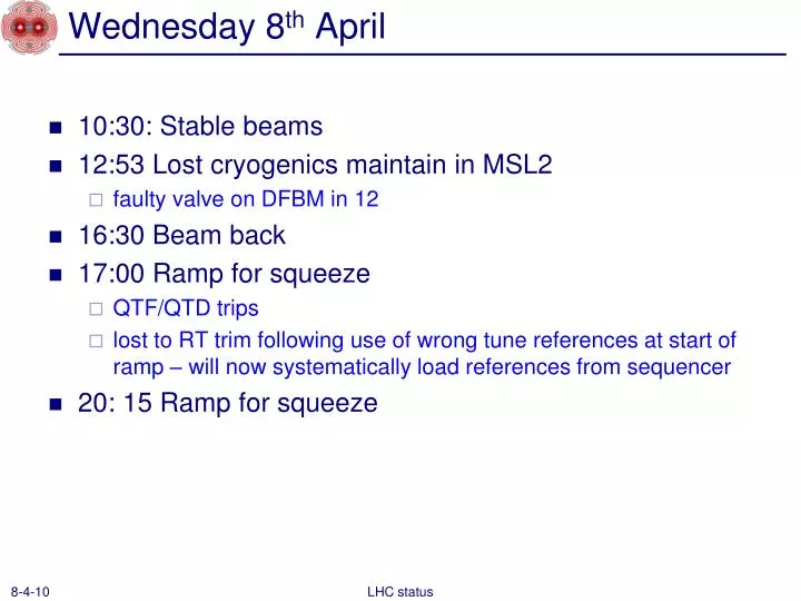 wednesday 8 th april
