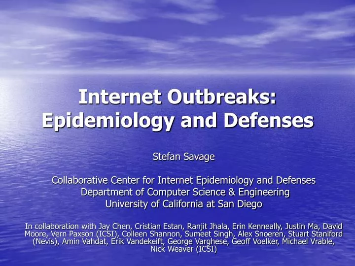 internet outbreaks epidemiology and defenses