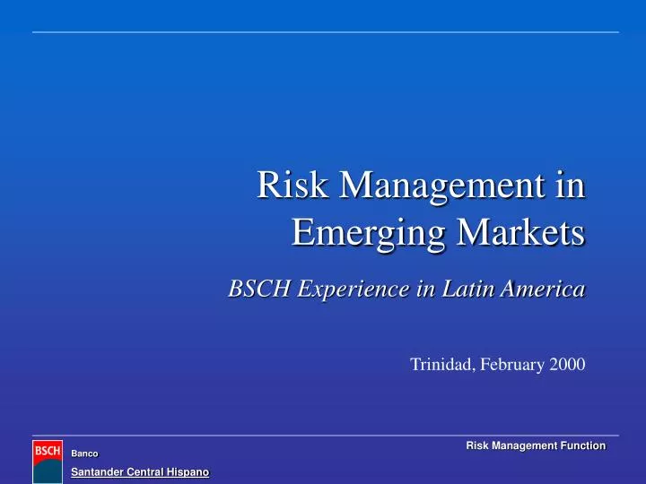 risk management in emerging markets