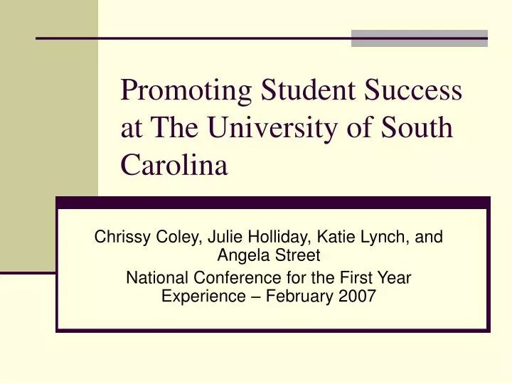 promoting student success at the university of south carolina