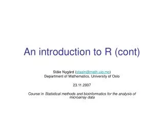 An introduction to R (cont)