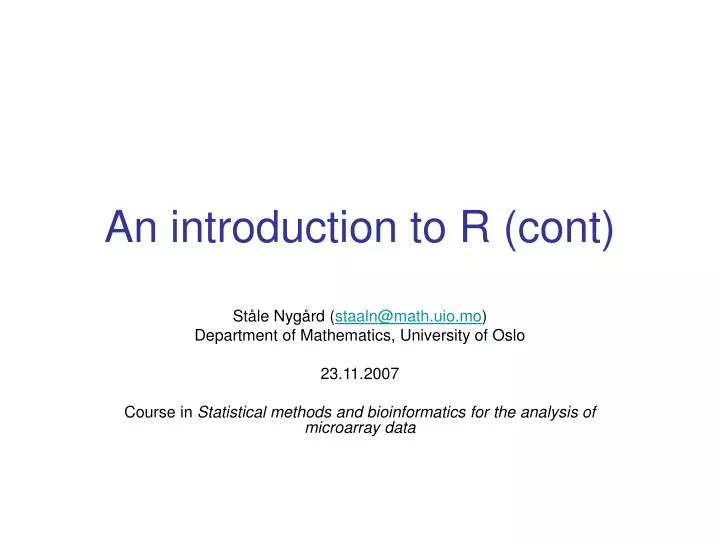 an introduction to r cont