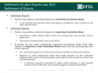 Settlement of Labor Dispute Law, 2012 Settlement of Dispute